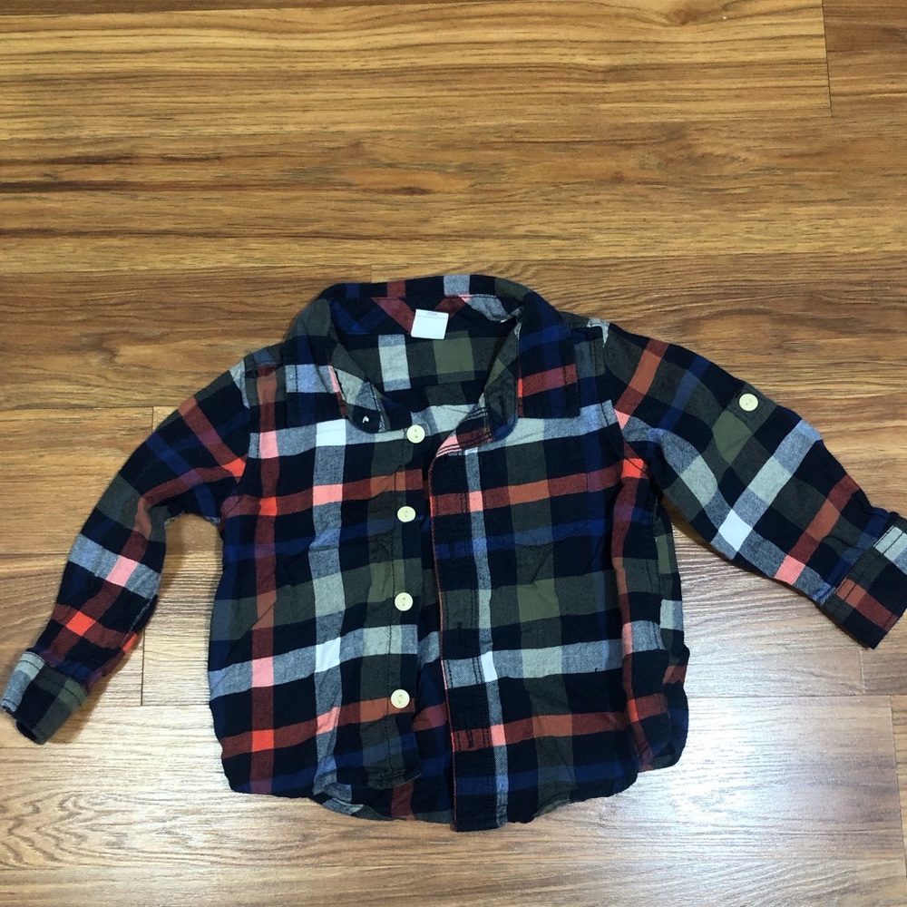 Gap 18-24M plaid long sleeve button down shirt